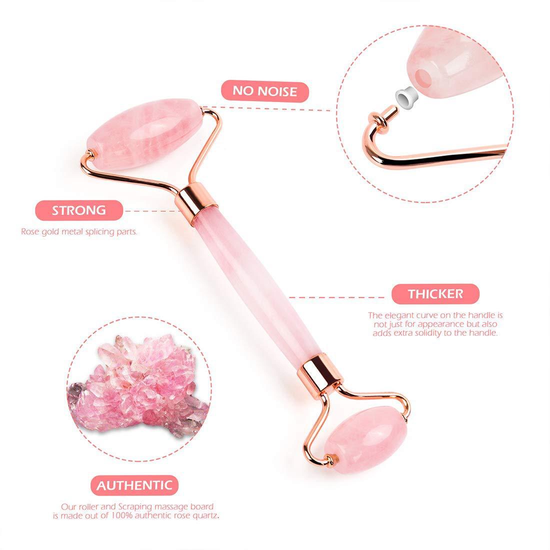 Quarzelle Rose Quartz Roller & Gua Sha Set