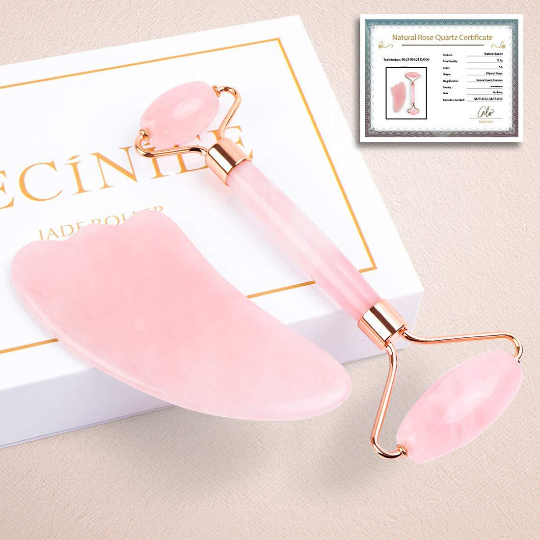 Quarzelle Rose Quartz Roller & Gua Sha Set
