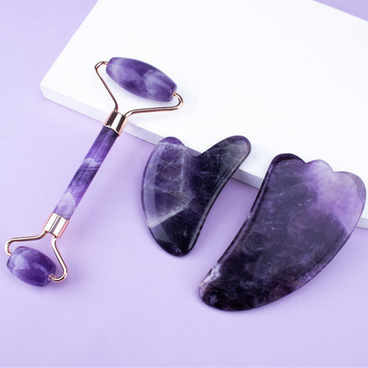 Quarzelle Elite Amethyst Roller & Gua Sha Set