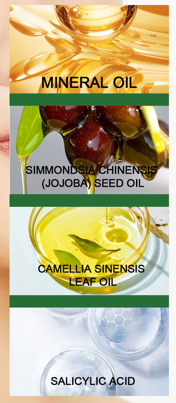 Key ingredients: jojoba seed oil, camellia sinensis leaf oil and salicylic acid